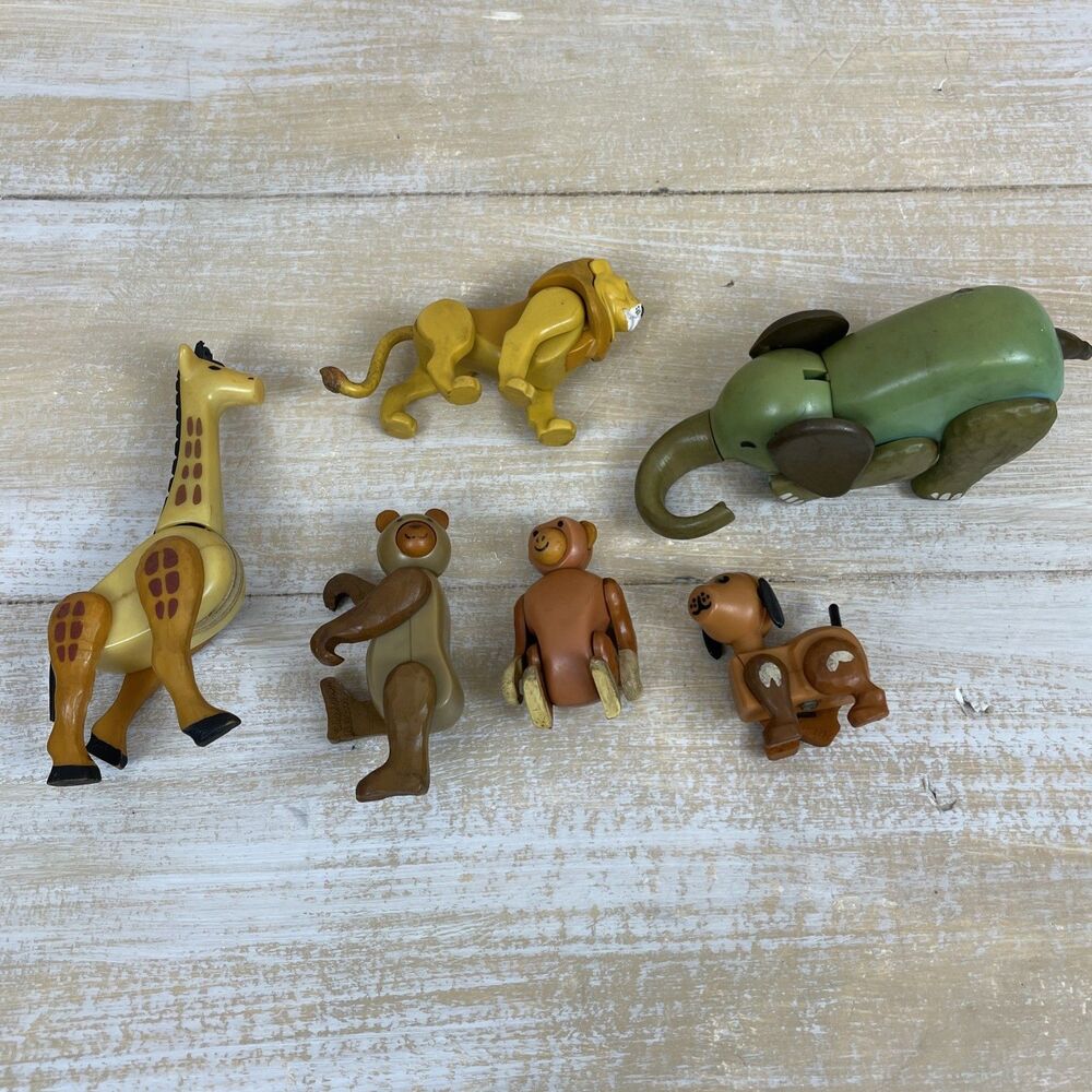 Lot of 6 Vintage Fisher Price Little People Circus Zoo Animals *AS IS